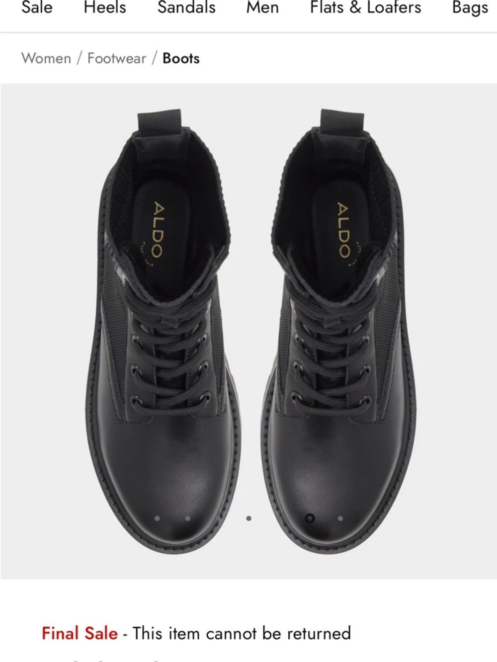 Aldo Black Lace-Up Platform Combat Boots - Picture 6 of 8